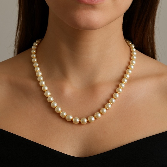 Vintage Jewelry - Faux Pearl Necklace Vintage 18” white